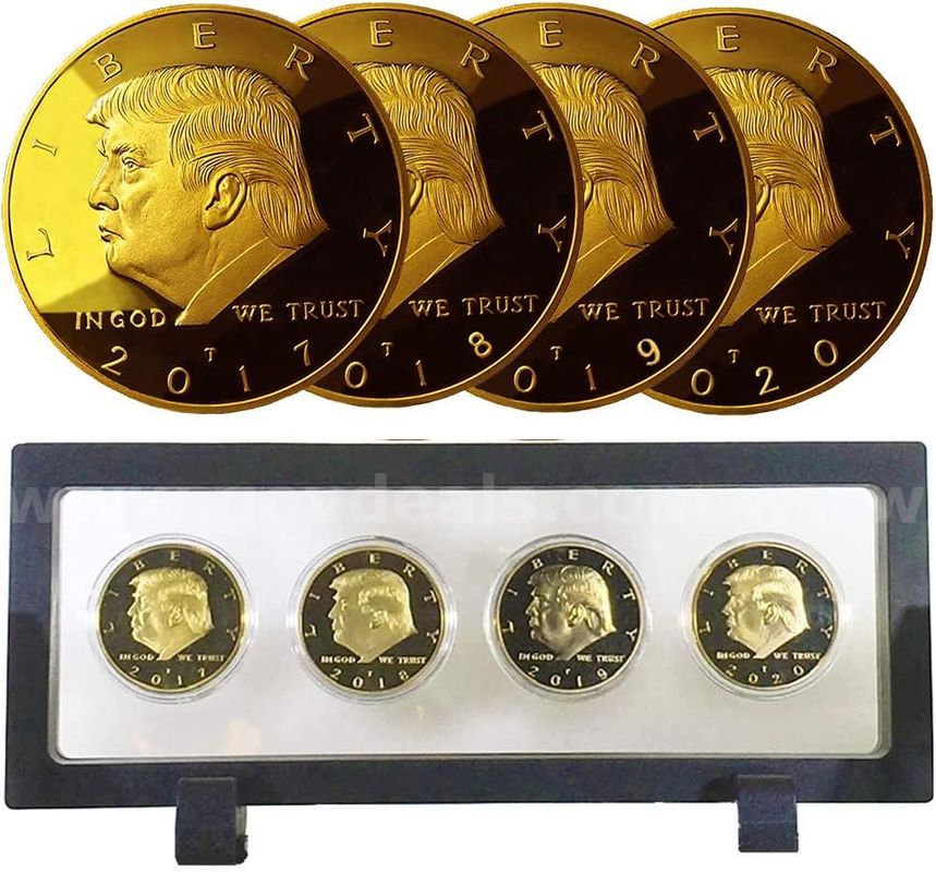 Brand New Set Of Four 24k Gold Plated Trump 1st Term Commemorative Coins - $40 Reserve - Ship Only