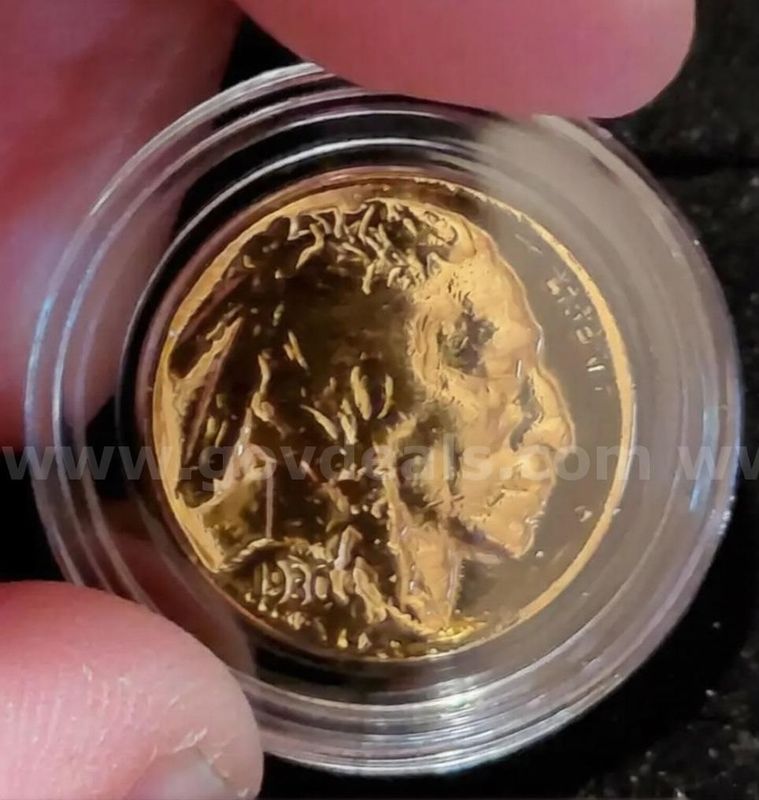 Real 24k Gold Clad U.S. 1930 Buffalo Nickel Coin - Ship Only
