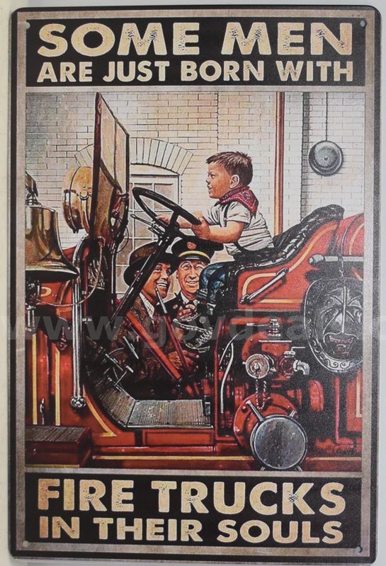 Antique Fire Engine Man Fighter Department Dept Service Fireman Firefighter Metal Sign - Ship Only