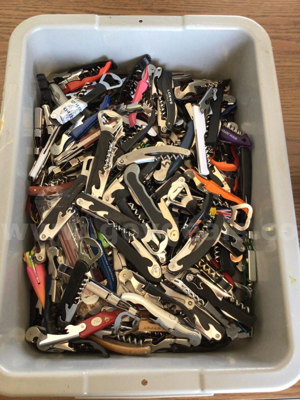 Wine tools/corkscrews/bottle openers, approximately 30 lbs.
