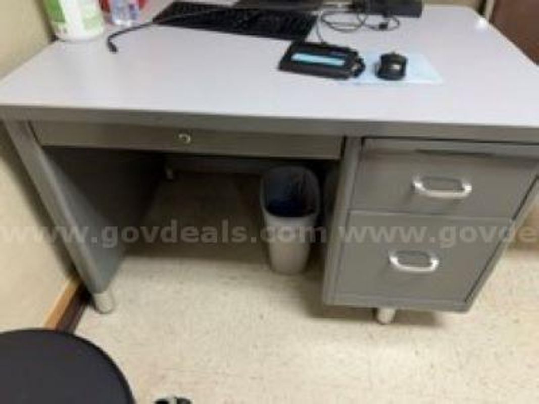 Desk - Metal - 3 Drawers - Letter Writing Pullout