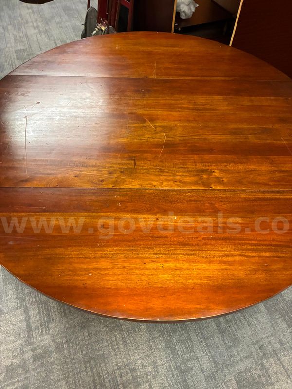 Table - Drop Leaf Round Wood Table