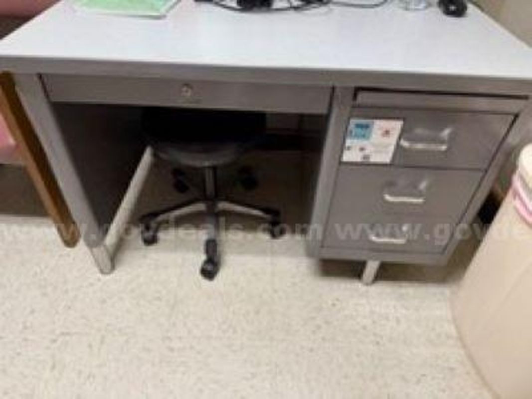 Desk - Metal - 3 Drawers - Letter Writing Pullout
