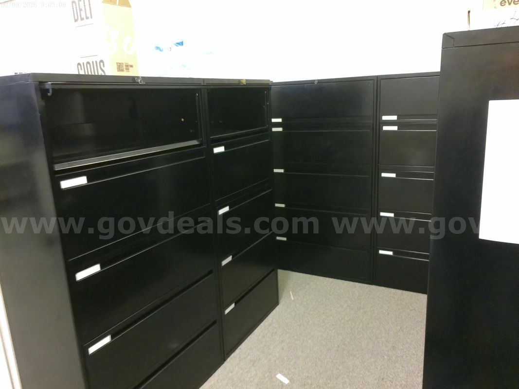 5 Drawer Wide Black Filing Cabinets