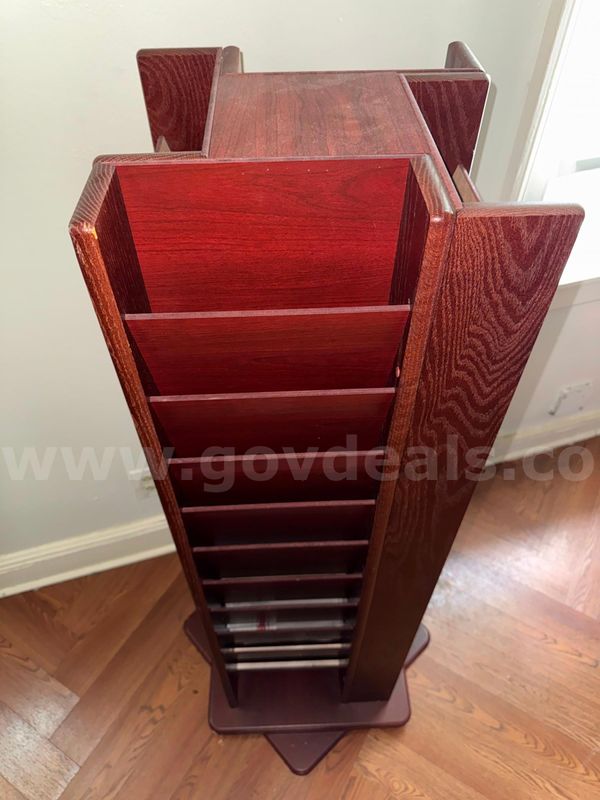 Wooden rotating magazine rack