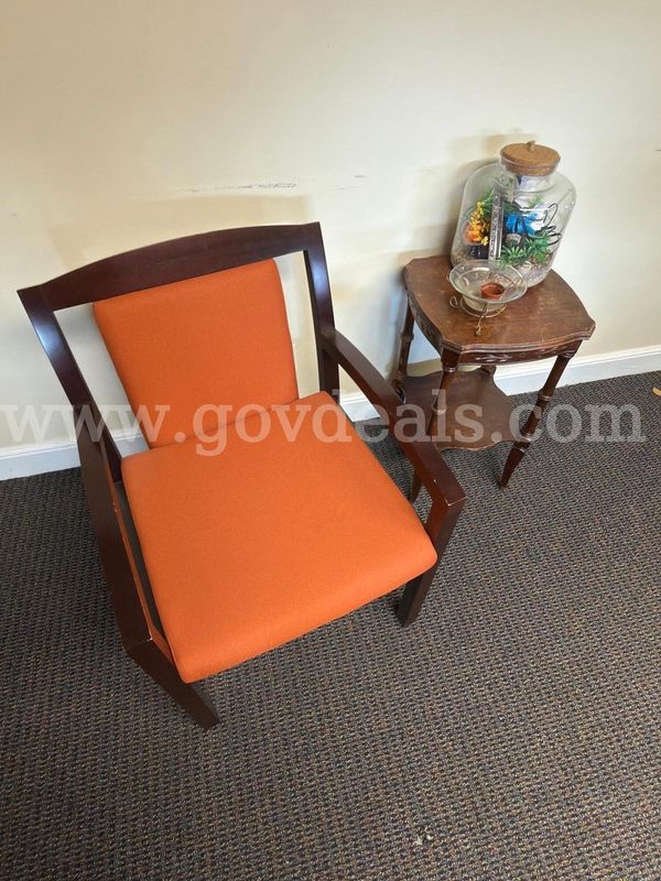 Orange Wood-Frame Reception Armchairs