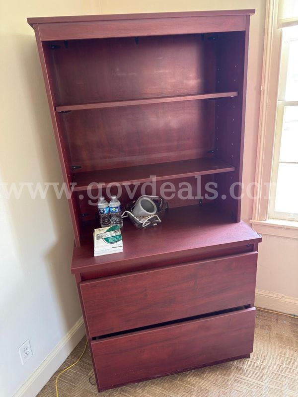 2-Drawer File Cabinet with Bookcase Hutch