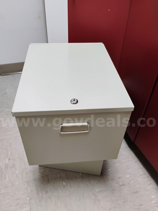 Lot of Two (2) Cream-Colored Locking File Boxes