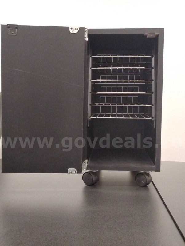 Small, wheeled storage cabinet