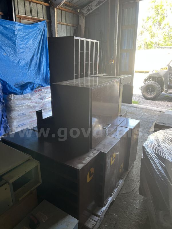 Lot of Lawson Parts Bins and Storage Cabinet