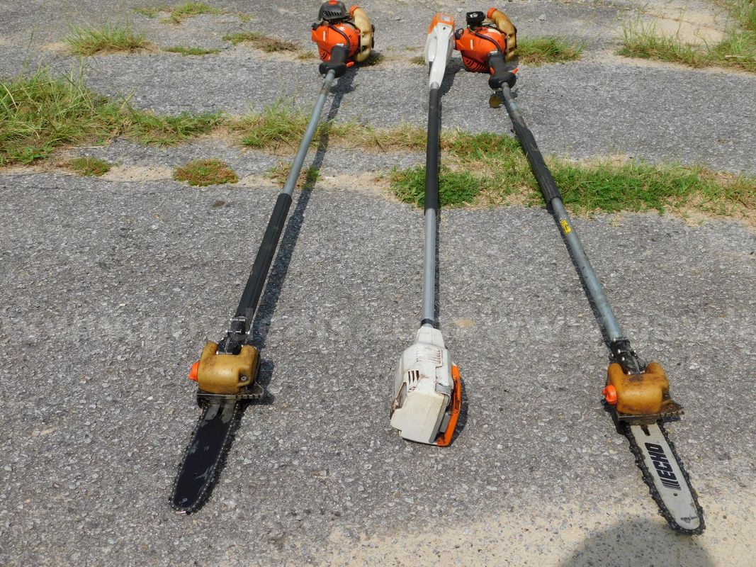 3 POLE PRUNERS, 2-GAS ECHO'S AND 1-BATTERY STIHL