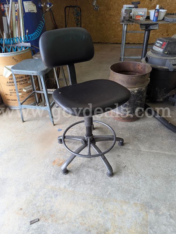Lot of 3 Adjustable Industrial Shop Chairs with Foot Rings