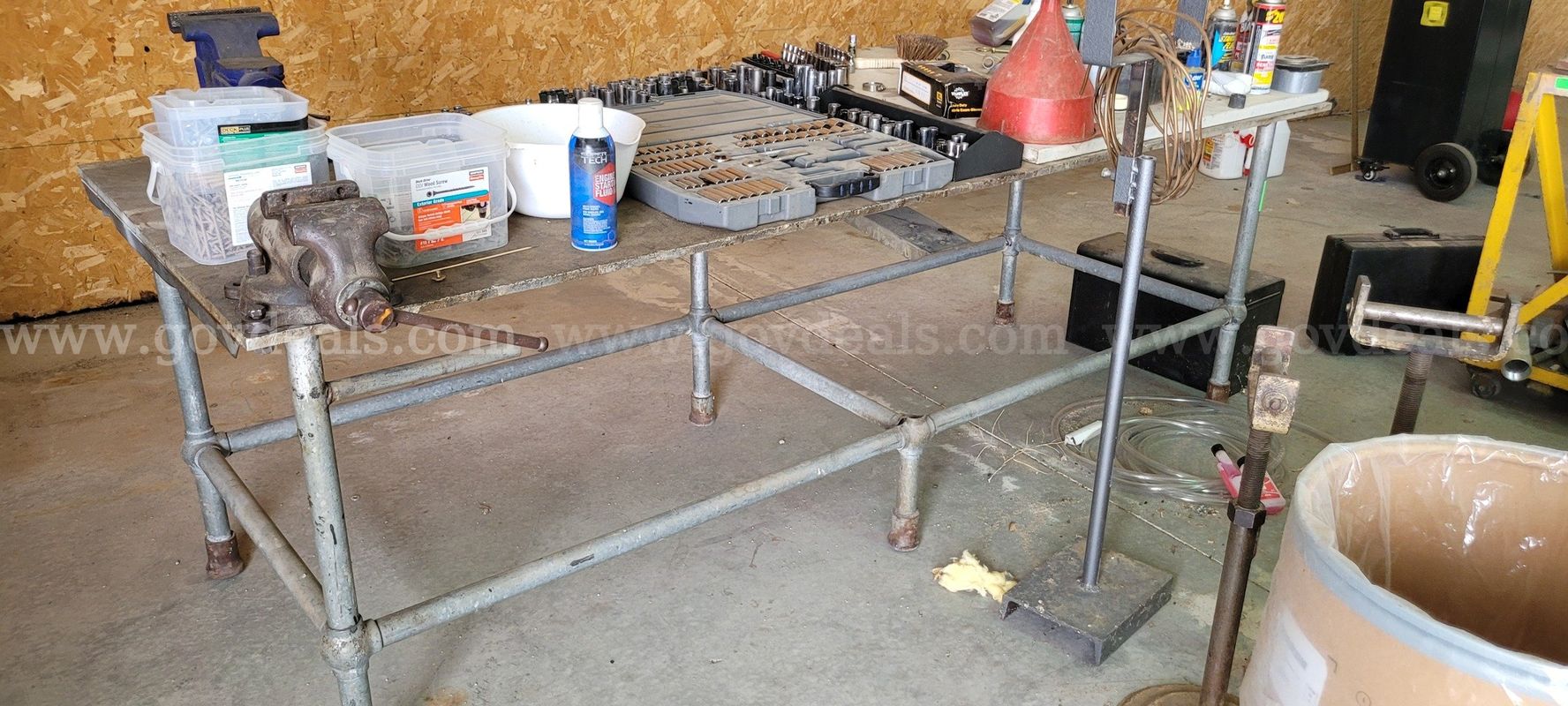 Heavy-Duty Steel Workbench with Bench Vise