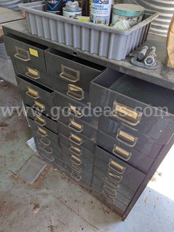Vintage 30-Drawer Metal Parts Storage Cabinet – 38" × 30" × 13"
