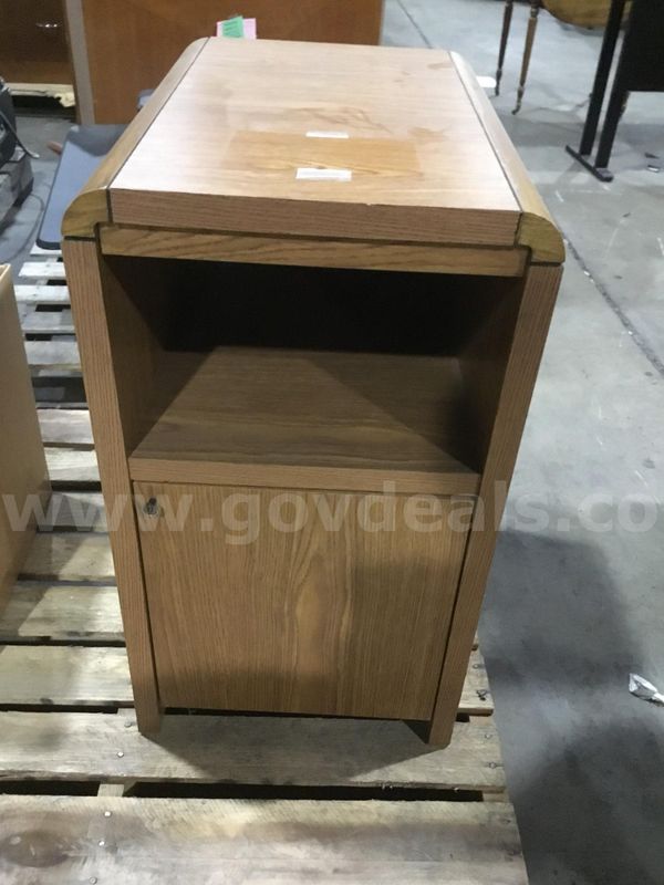 16 1/2 x 29 brown hardwood two level storage shelf "DH"