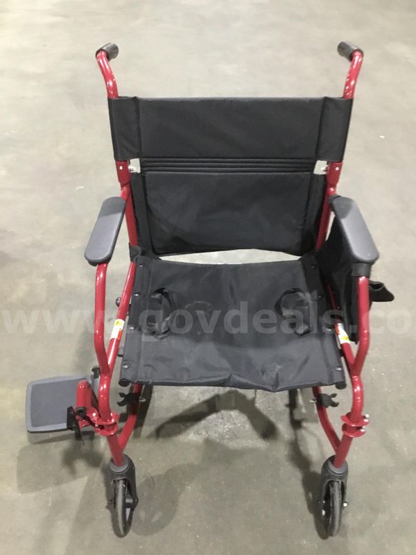 Black & dark red medical transport wheelchair “DH”