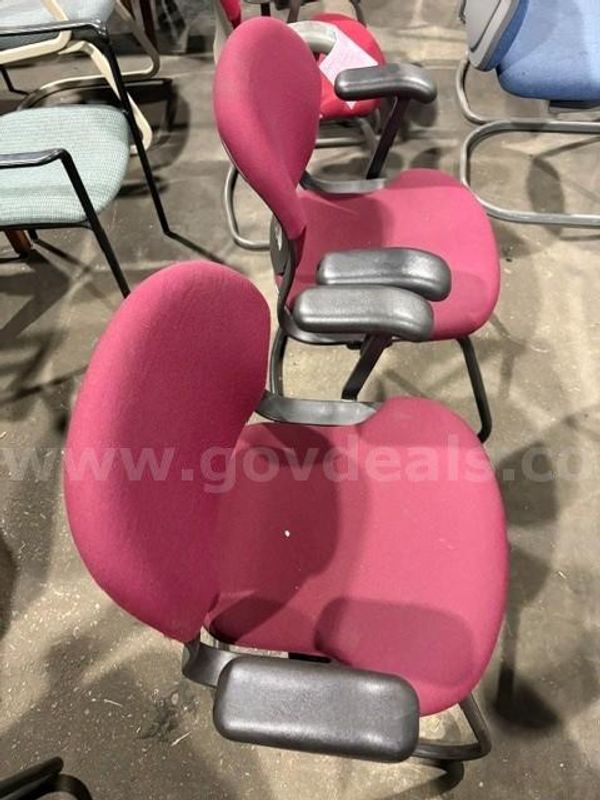 1 Lot of Red Chairs with Black Armrest