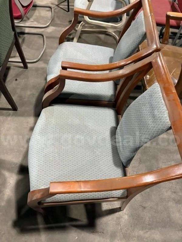 1 Lot of Light Blue office chairs with wooden frame