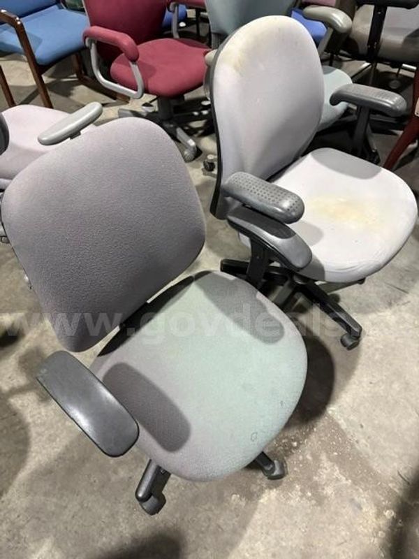 Lot of Gray Office Chairs with Black Armrest (2)