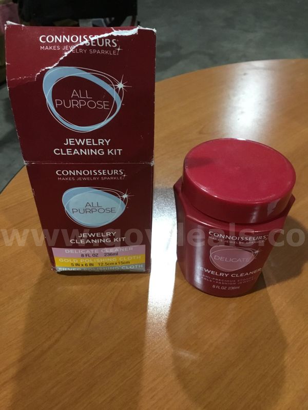 3 1/2 inch red jewelry cleaning kit bottle “DH”