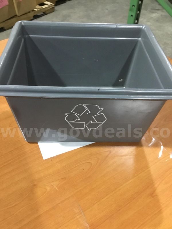 15 x 12 dark gray plastic tote “DH”