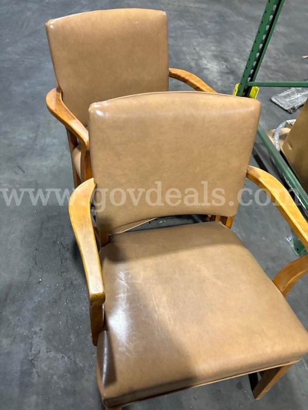 Lot of Side chairs with Khaki Color and wooden armrest & legs (2)