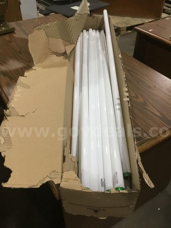 Box of 47 1/2 inch white household items "DH"