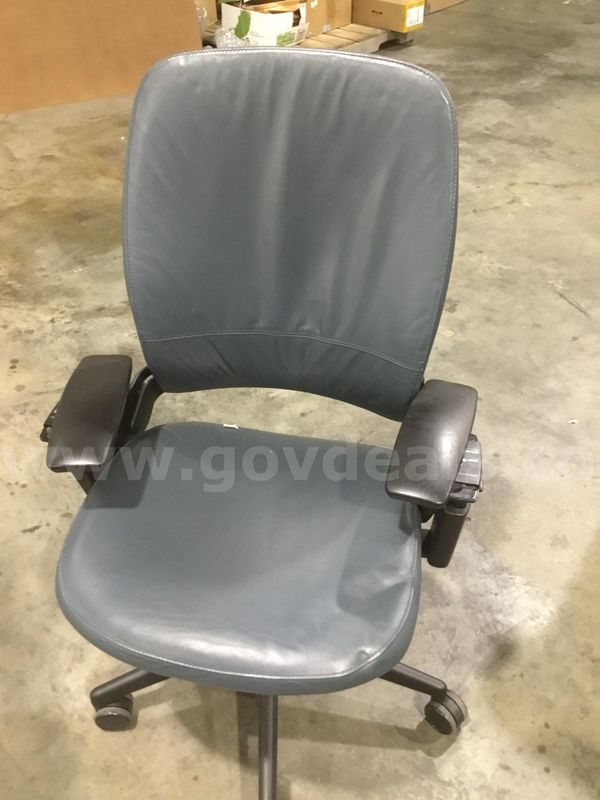 Steel blue leather chair "DH"