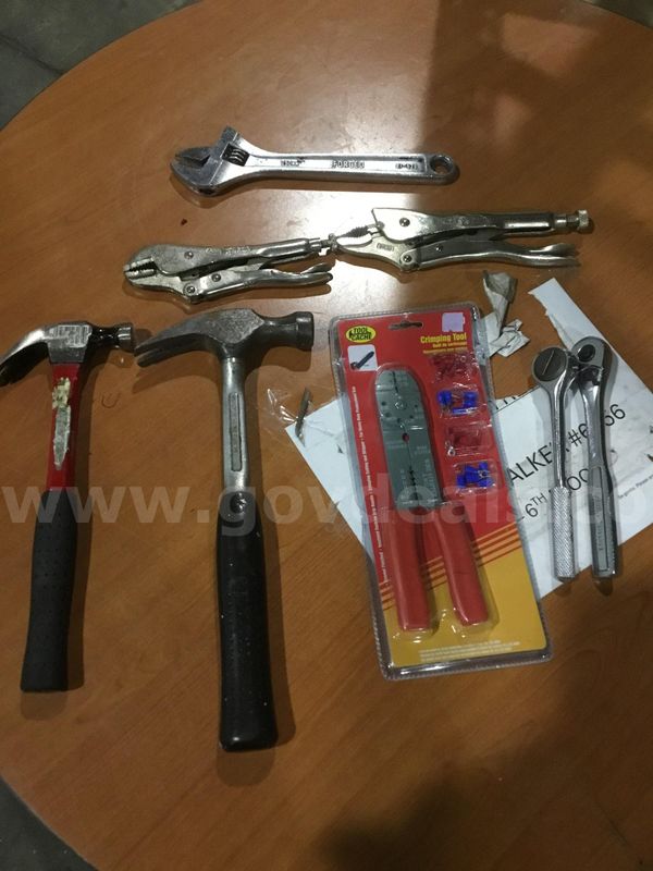 Lot of items-hammers, vise grip tools, wrench tool, crimping tool "DH"