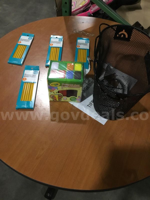Lot of items-pencils, a basket, clay "DH"