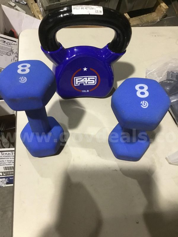 Lot of items-8 & 18 pd dumbbells "DH"