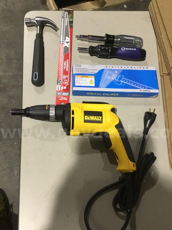 Lot of items-yellow & black Drywall screwdriver (IT TURNS ON) "DH"