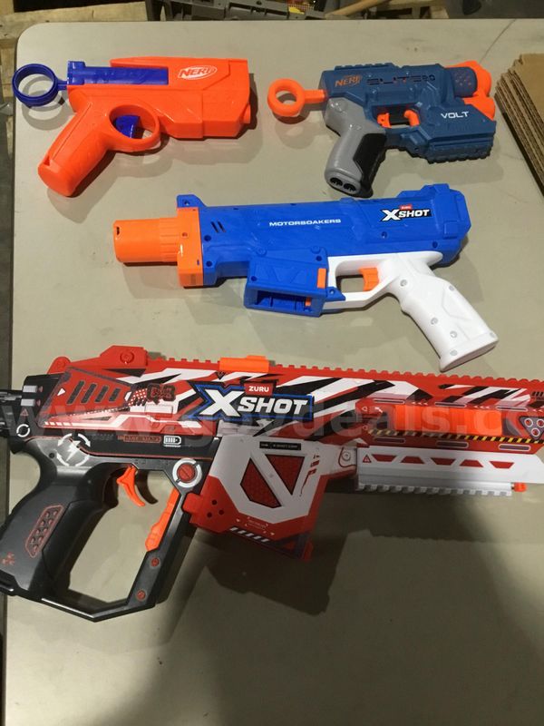 Lot of toy guns-red white & black x shot toy gun "DH"