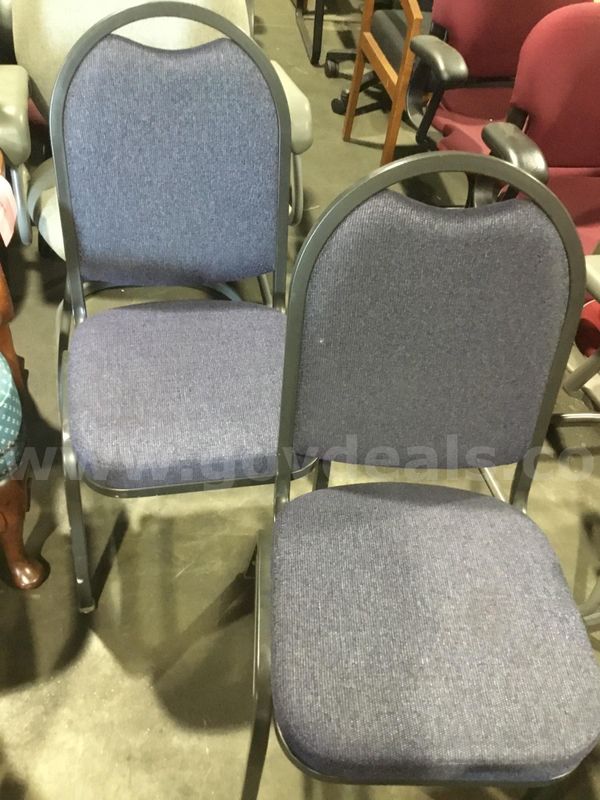 2 navy blue stacking chairs "DH"