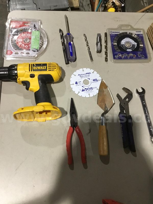 Lot of items-yellow & black DC759 cordless drill driver (NO BATTERY INCLUDED) "DH"