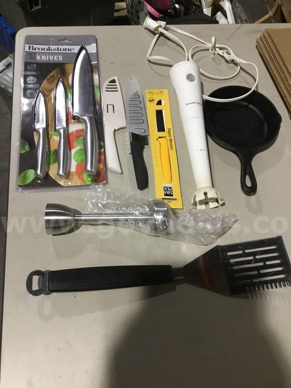 Lot of kitchen equipment- 6 1/2 inch black pan "DH"
