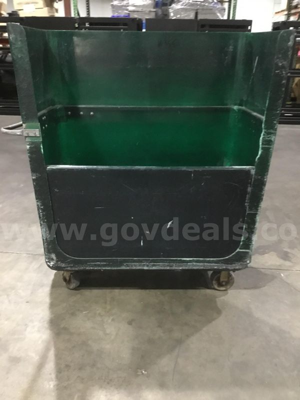 54 (LENGTH) x 59 (HEIGHT) dark green waste dispenser (WHEELS ARE ATTACHED) "DH"