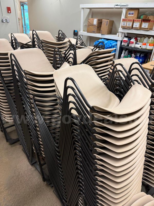 225 Stackable Sled Chairs with 10 Wheeled Chair Storage Carts