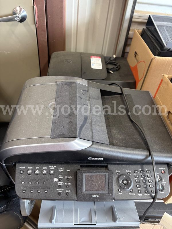(3) Printers, (1) Scanner, (1) Box of Assorted Speakers & Keyboards