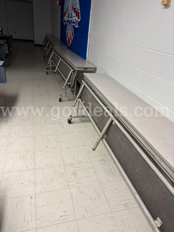 (4) Gray Cafeteria Tables