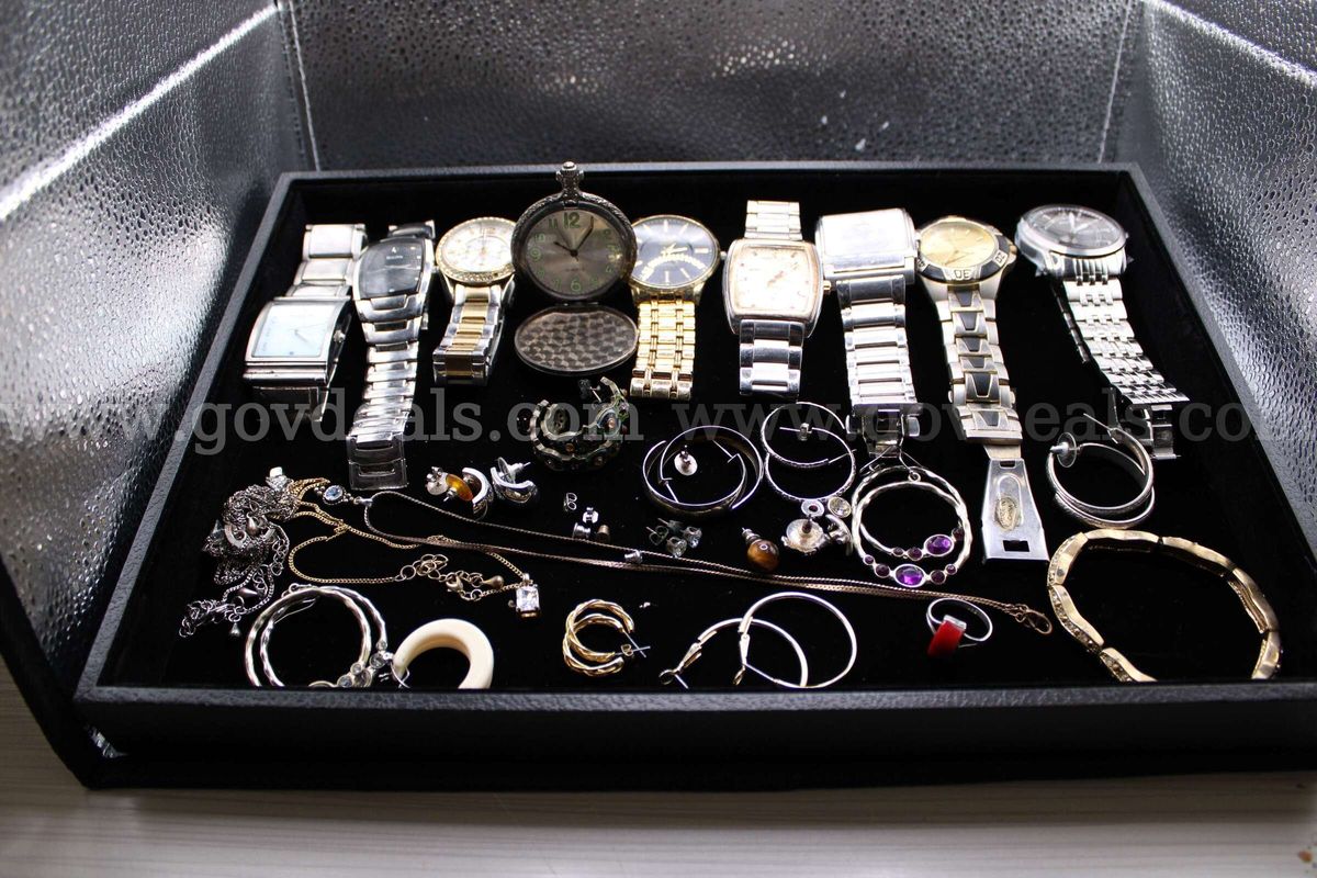 EARRING, PAIR (1) ASSORTED; NECKLACE (5); RING (1); WATCH (8); BRACELET (1); WAT