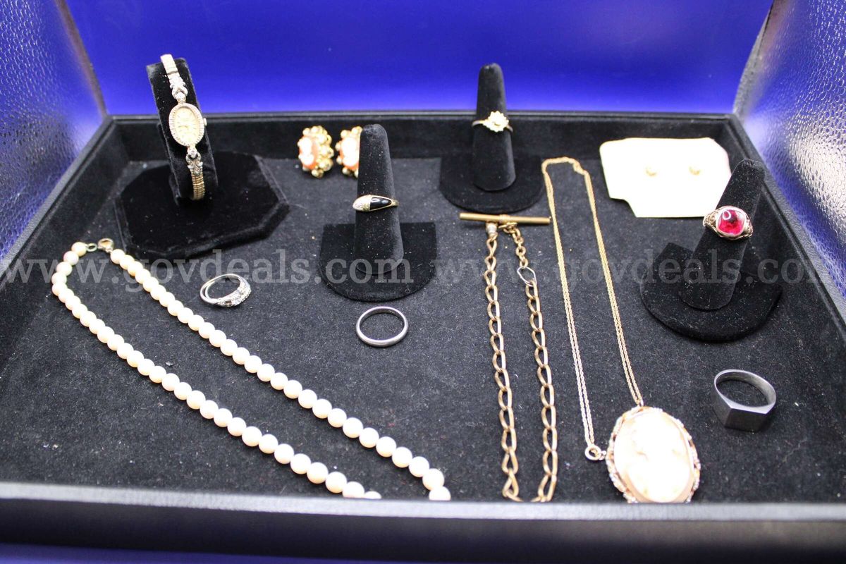 Watch, Pocket (1); Necklace (3); Watch (1); Chain (1); Ring (7); Earring, Pair (