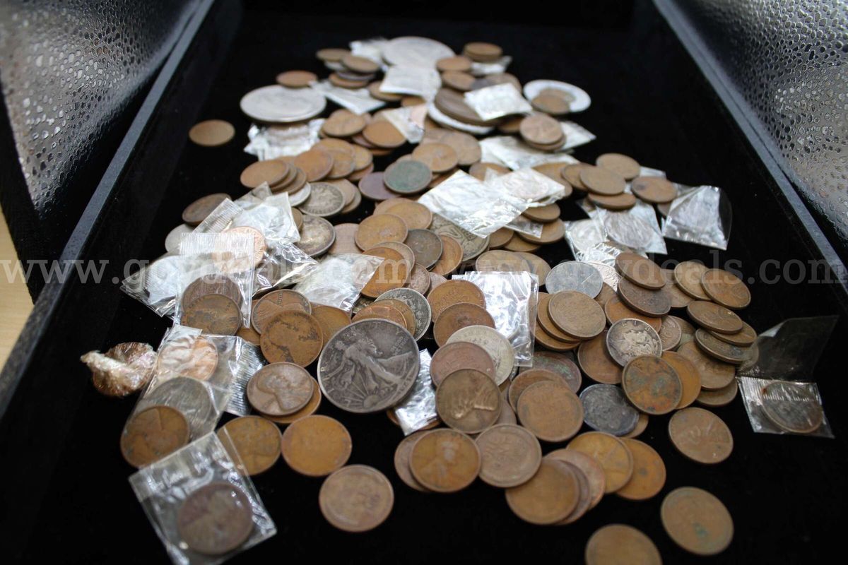 NICKELS (6); HALF DOLLAR (1); FOREIGN, COIN (6); $1 COIN (3); DIME (2); TOKENS (