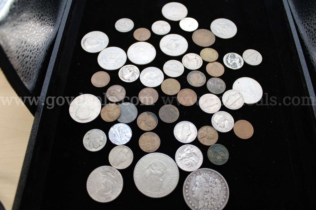 TOKEN (1); FOREIGN, COIN (6); $1 COIN (2); HALF DOLLAR (9); QUARTER (2); NICKEL