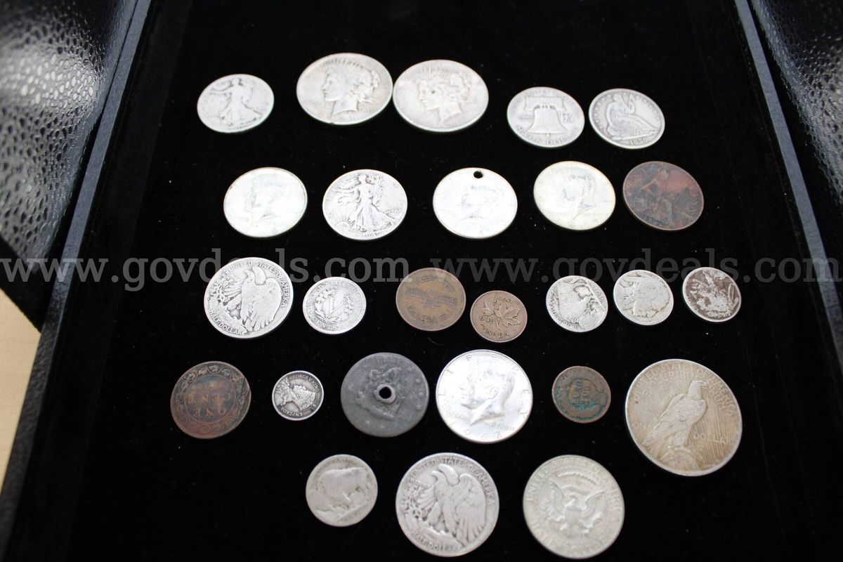 Nickel (5); Half Dollar (11); $1 Coin (3); Foreign, Coin (7)