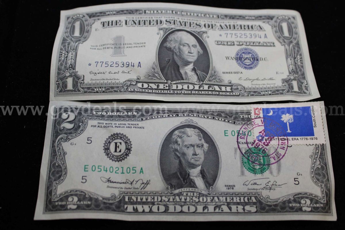 1$1.00 Bill 1 $2.00 Bill