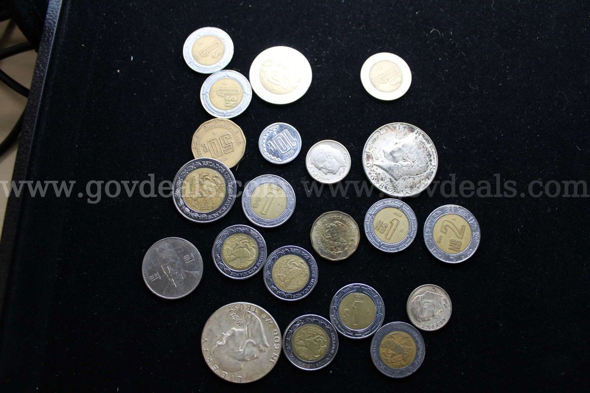 HALF DOLLAR (2) DIMES (2); FOREIGN, COINS (17)