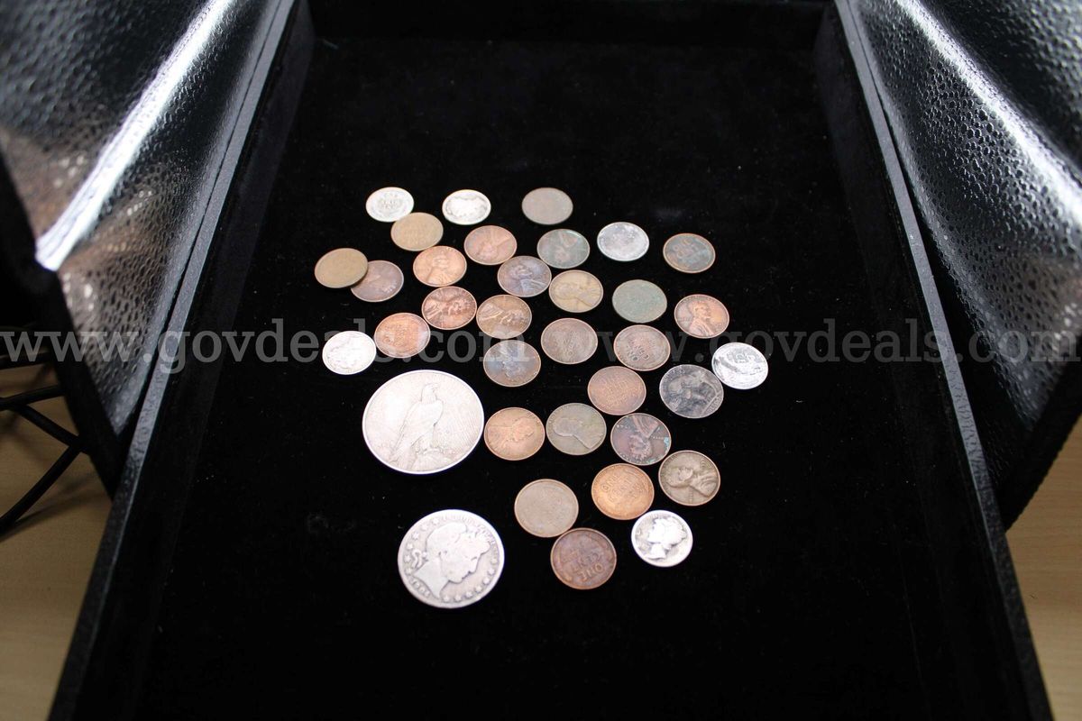 PENNY (28); $1 COIN (1); HALF DOLLAR (1); DIME (4); NICKEL (1)