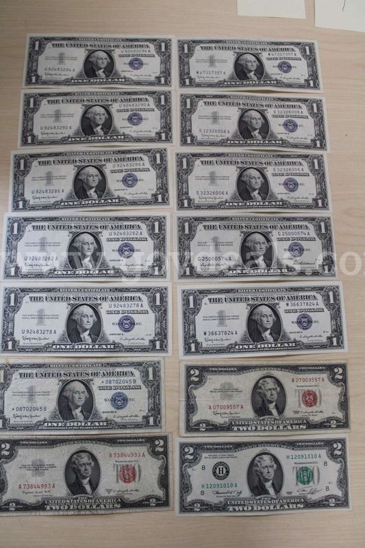 $2 BILL (3); $1 BILL (11)