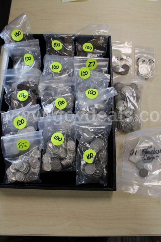 PENNY (405); HALF $ (5); DIMES (682); NICKELS (227); QUARTERS (88); FOREIGN COIN